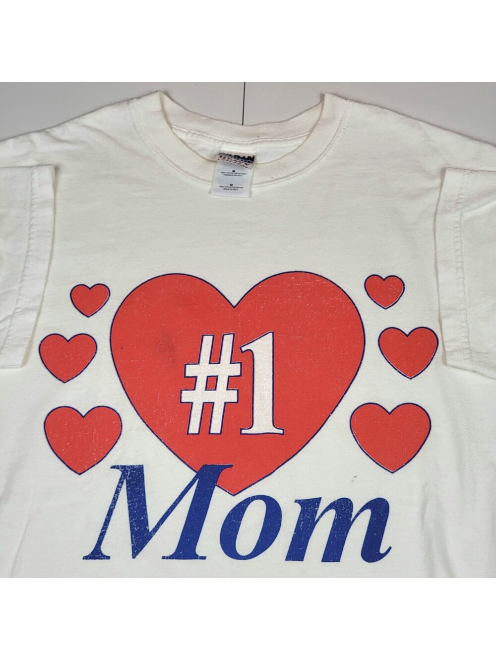 Vintage 90s #1 Mom Graphic T-Shirt Mother's Day Medium White
